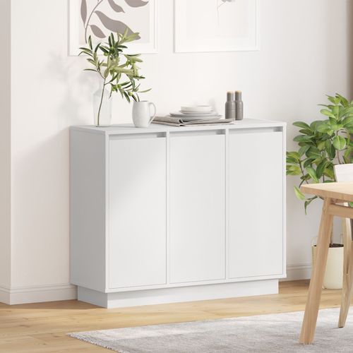 Buffet Vidaxl Avec Led Blanc 90x32x75 Cm En Bois D'ingénierie