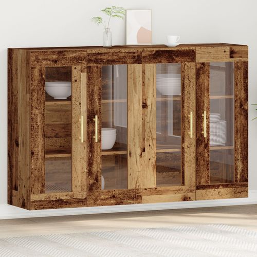 Buffet Mural Vidaxl Ensemble De 2 Bois Ancien Bois Massif