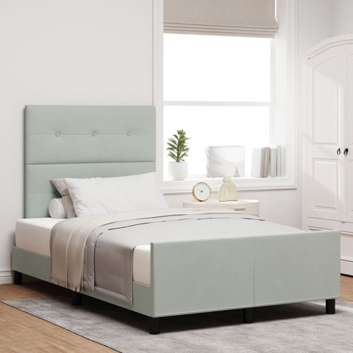 Vidaxl Cadre De Lit Gris Clair 120x190 Cm Velours