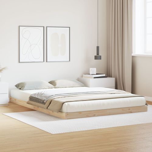 Structure De Lit Au Sol Vidaxl Blanc 140x220 Cm Bois Massif Pin