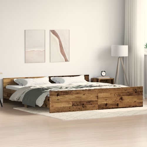 Lit Vidaxl Bois Ancien 200x200 Cm En Bois Agencé