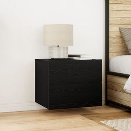 Table De Chevet Vidaxl Avec Éclairage Led En Chêne Noir 50x39x41 Cm