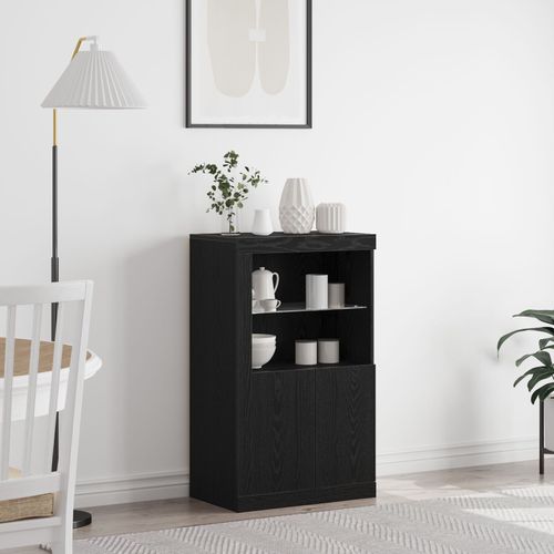Buffet Vidaxl Avec Lumières Led Chêne Noir 60,5x37x100 Cm