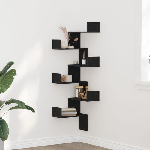 Étagère D'angle Vidaxl Bois Noir 45x45x147 Cm En Bois D'ingénierie