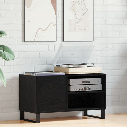 Meuble De Rangement Vidaxl Noir En Chêne 84,5x38x48 Cm En Bois D'ingénierie