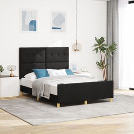 Vidaxl Cadre De Lit Noir 140x190 Cm Tissu
