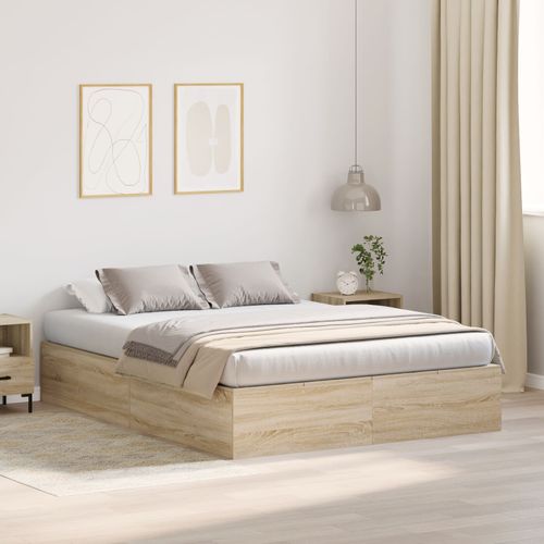 Vidaxl Lit Avec Rangement Chêne Sonoma Bois D'ingénierie 140 X 200 Cm