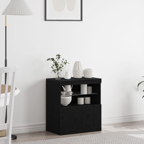 Buffet Vidaxl Avec Lumières Led Chêne Noir 60x37x67 Cm