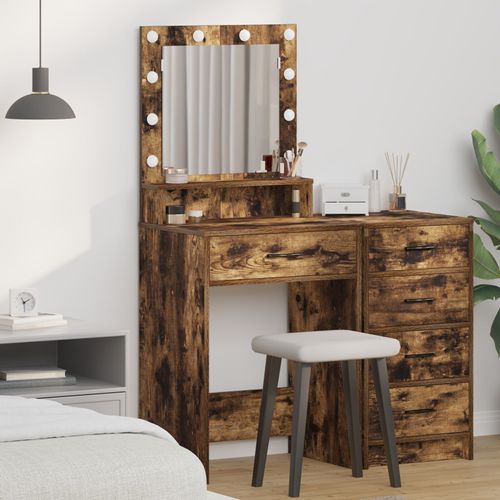 Coiffeuse Vidaxl Avec Lumières Led En Chêne Fumé 50x41x135 Cm