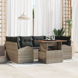 Canapé De Jardin Vidaxl Ensemble De 7 Gris, Noir Aluminium, Olefine
