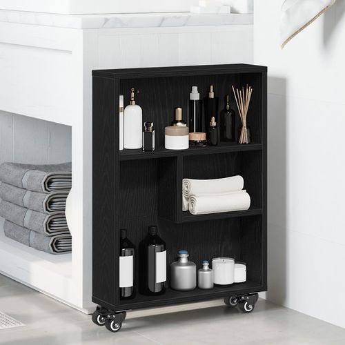 Chariot de rangement étroit vidaXL Chêne noir 48x13x68 cm Bois d'ingénierie