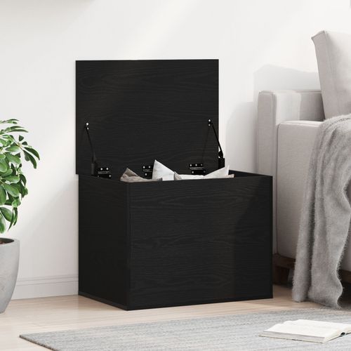 Coffre De Rangement Vidaxl Avec Couvercle En Chêne Noir 60x42x46 Cm En Bois Semi-Massif