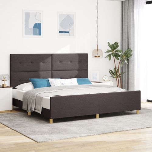 Lit Vidaxl Marron Foncé 200x200 Cm En Tissu