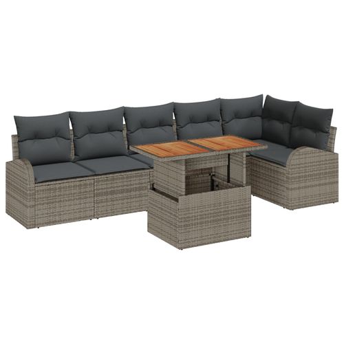 Set De Canapé Vidaxl Ensemble De 7 Gris Poly Rotin