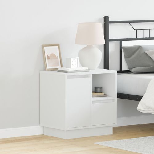 Vidaxl Blanc Mdf Moyenne Table De Chevet Rectangulaire Moderne