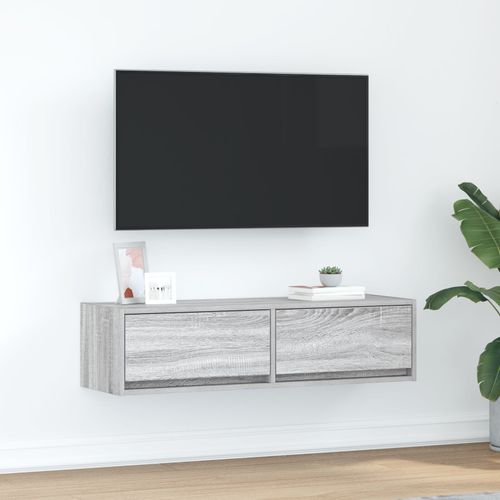Meuble Tv Vidaxl Gris Sonoma 100x31x25,5 Cm En Bois D'ingénierie