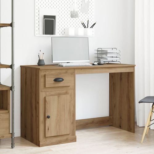 Bureau Vidaxl Avec Rangement Chêne Artisan 50x115x75 Cm Bois D'ingénierie