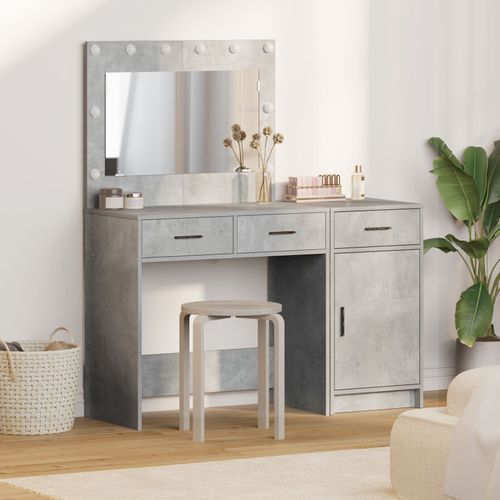 Ensemble De Coiffeuse 2 Pièces Avec Led En Bois D'ingénierie Gris Béton