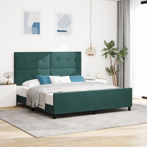 Vidaxl Cadre De Lit Vert Foncé 180x200 Cm Velours
