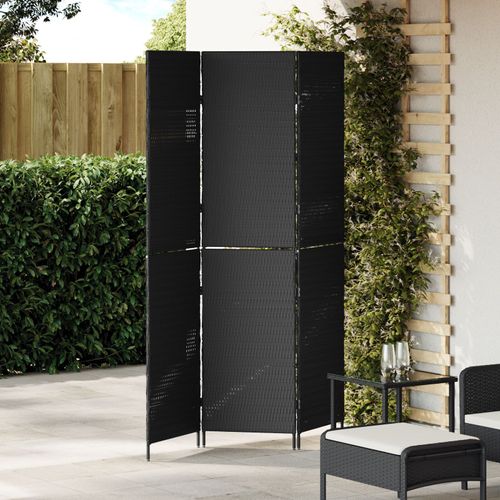 Paravent vidaXL 3 panneaux pliable noir 146x180 cm en poly rattan