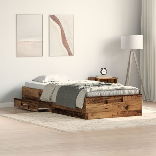 Cadre De Lit Vidaxl En Vieux Bois 90x200 Cm En Bois D'ingénierie
