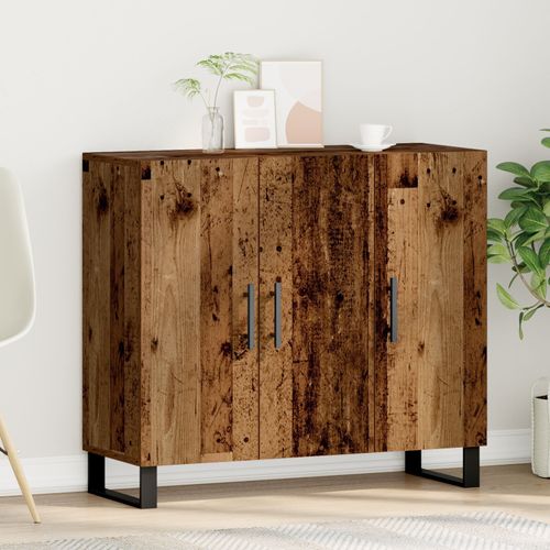 Buffet Vidaxl Avec 3 Portes En Vieux Bois 90x34x80 Cm En Bois D'ingénierie