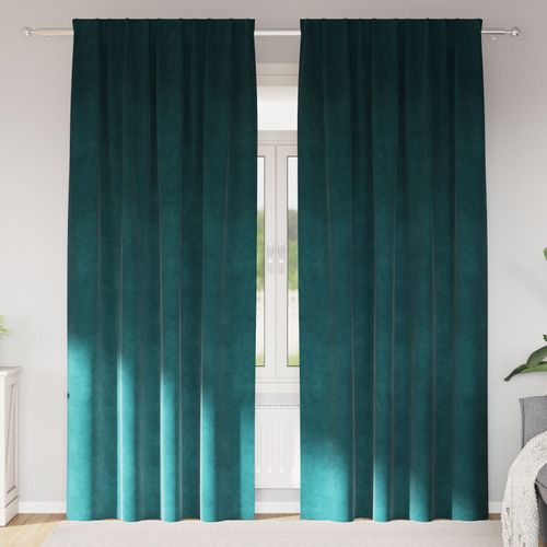 Rideaux Opaques Vidaxl Avec Bande Supérieure 2 Pcs En Velours Vert Foncé