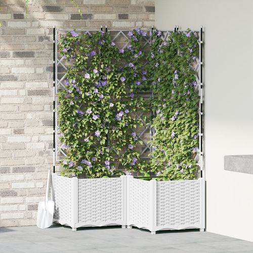 Jardin De Vidaxl Avec Treillis 3 Pcs Blanc 80x80x143 Cm