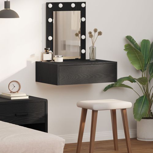 Table De Maquillage Murale Vidaxl Avec Des Lumières Led En Chêne Noir