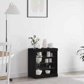 Buffet Vidaxl Avec Lumières Led Chêne Noir 60,5x37x67 Cm