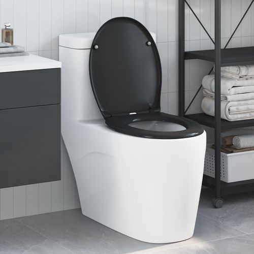 Toilette avec abattant à fermeture douce en Duroplast Noir de vidaXL
