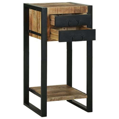 Tables D'appoint Vidaxl Bois Naturel Et Noir Bois De Manguier Massif, Métal