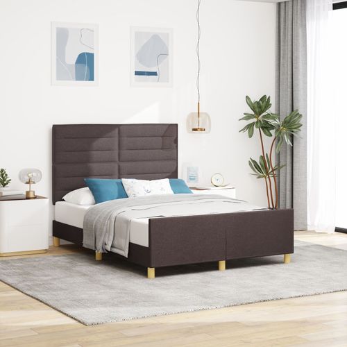 Vidaxl Cadre De Lit - Marron Foncé, 140x200 Cm, Tissu