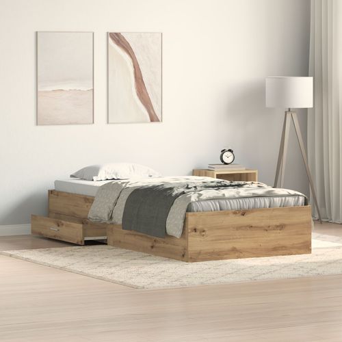 Lit Vidaxl Artisan Chêne 90x190 Cm Bois D'ingénierie