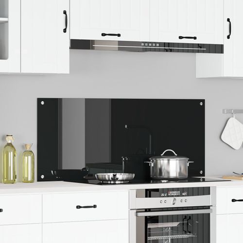 Carreaux De Cuisine Vidaxl Noir 120x50x0.6 Cm En Verre Trempé