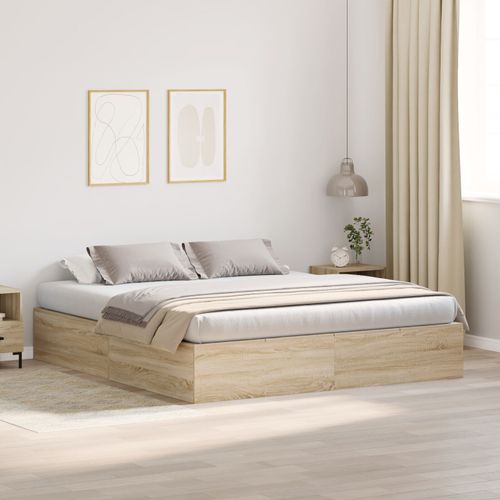 Cadre De Lit De Rangement Vidaxl En Chêne Sonoma 200x200 Cm