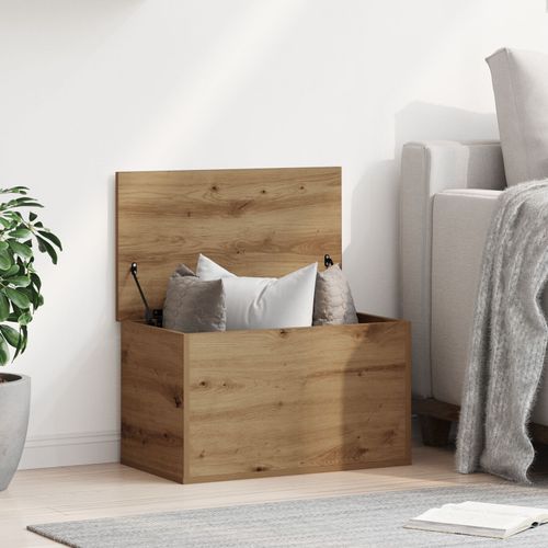 Coffre De Rangement Vidaxl Avec Couvercle Chêne Artisanal 60x35x35 Cm Bois Panelisé