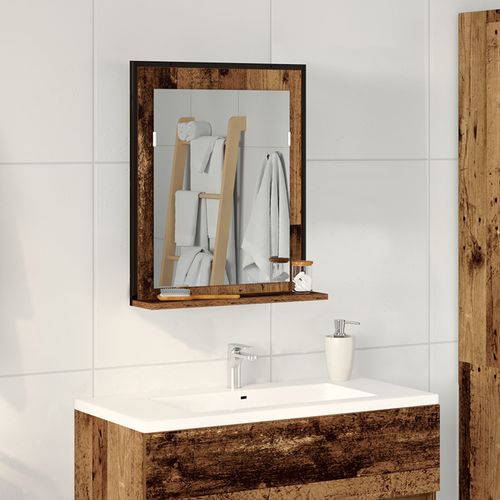 Miroir de Salle de Bain en Bois Vieilli 50x12x60 cm en Bois Reconstitué