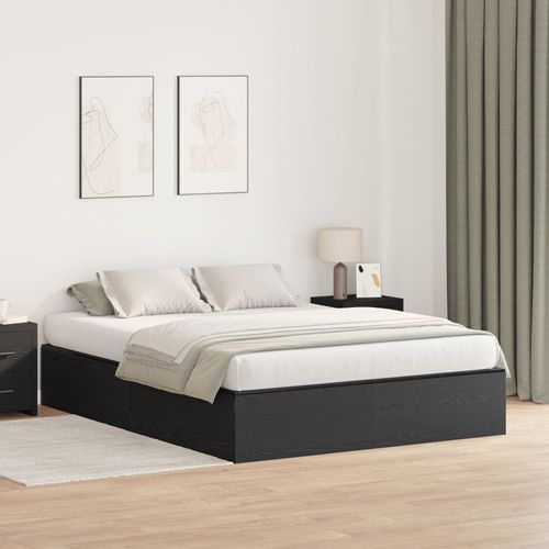 Cadre De Lit Avec Rangement Vidaxl En Chêne Noir 140x190 Cm
