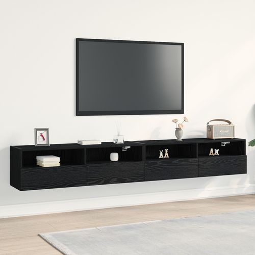 Meubles Tv Vidaxl 2 Pcs Chêne Noir 100x30x30 Cm Bois D'ingénierie