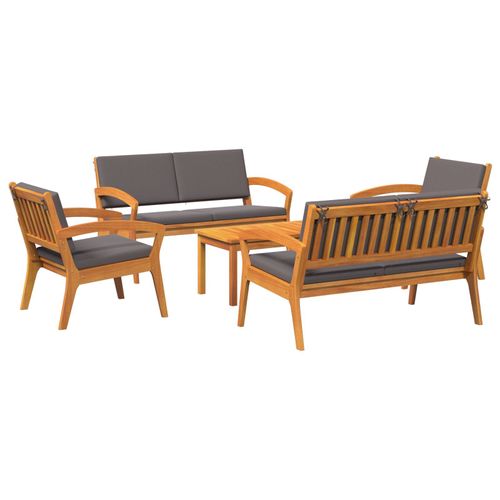 Ensemble Bistro 5 Pièces Vidaxl Avec Coussins En Bois D'acacia Massif