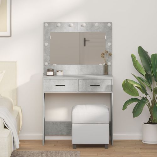 Table De Maquillage Vidaxl Avec Lumières Led Gris Béton 78,5x41x135 Cm