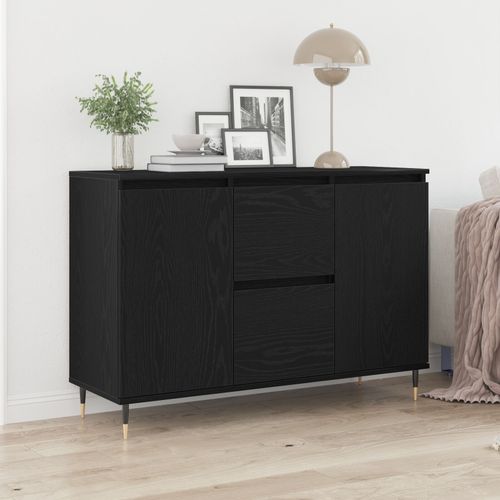 Buffet Vidaxl Avec Portes Et Tiroirs En Chêne Noir 101,5x35x70 Cm