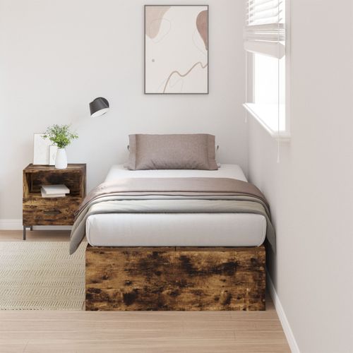 Cadre De Lit Avec Rangement Vidaxl Chêne Fumé 90x190 Cm