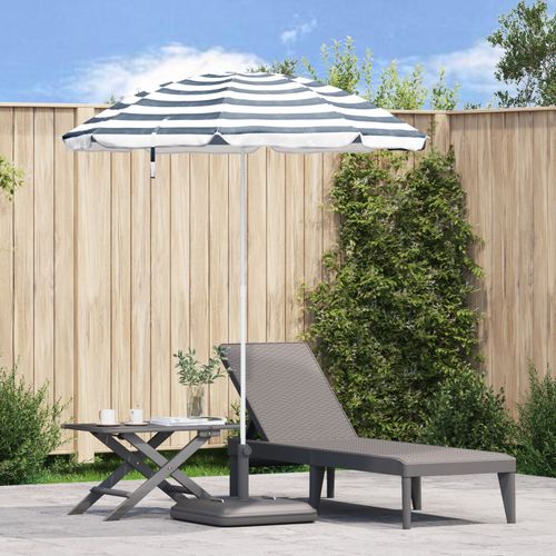 Parasol De Plage Vidaxl Avec Poteau En Métal Bleu Et Blanc 161x193 Cm En Polyester