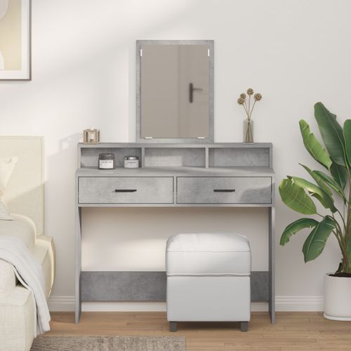 Coiffeuse Vidaxl Avec Tiroirs En Gris Béton 100x41x140 Cm