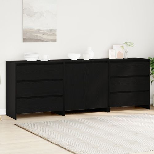 Buffets 3 Pièces En Bois D'ingénierie Chêne Noir De Vidaxl
