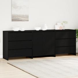 Buffets 3 Pièces En Bois D'ingénierie Chêne Noir De Vidaxl