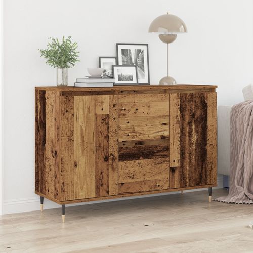 Buffet Vidaxl Avec Portes Et Tiroirs En Vieux Bois 101,5x35x70 Cm