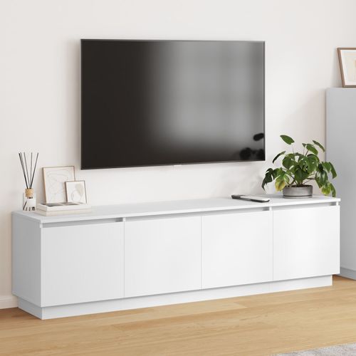 Meuble Tv Vidaxl Avec Led Blanc 180x38x49 Cm En Bois D'ingénierie